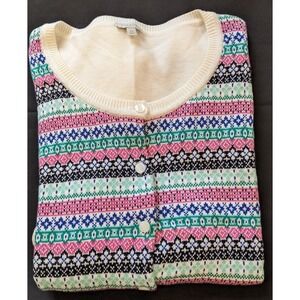 Talbots Multi-Colored Cardigan Sweater Women's 2X Button Cotton‎ Blend Plus